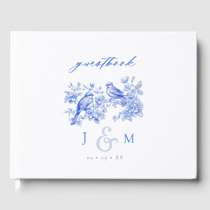 Livre D'or Blue Chinoiserie Inséparables Vintages Mariage