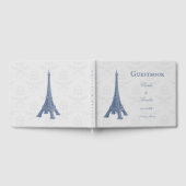 Livre d'or Blue Eiffel Tower Mariage damassé (Complet)