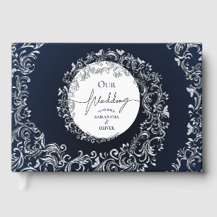 Livre D'or Blue Elegant Mariage damassé