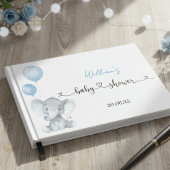 Livre D'or Blue Elephant Balloons Foil Baby Shower Guest Book