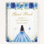 Livre d'or Blue Floral Dark Skin Princess (Devant)