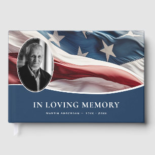 Livre D'or Blue Funeral Memorial American Flag Patriot Photo