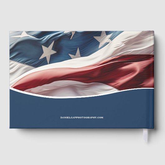 Livre D'or Blue Funeral Memorial American Flag Patriot Photo (Verso)