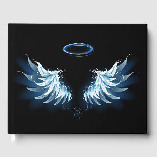 Livre D'or Blue Glowing Angel Wings on black background