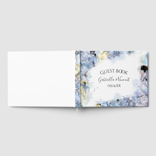 Livre D'or Blue Hydrangea Fleurs Mariage d'aquarelle (Complet)