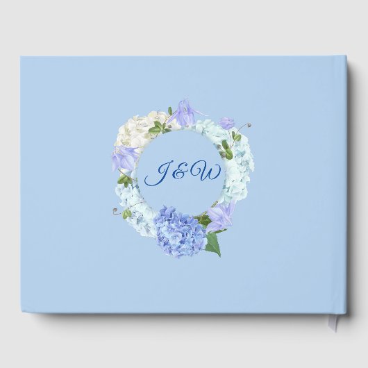 Livre D'or Blue Hydrangea Floral Greenery Mariage (Verso)