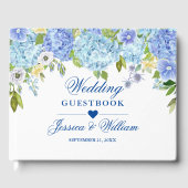 Livre D'or Blue Hydrangea Floral Greenery Mariage (Recto)
