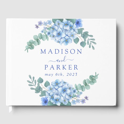 Livre D'or Blue Hydrangea Floral Mariage (Recto)