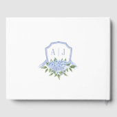 Livre D'or Blue Hydrangea Flowers & Crest, Mariage (Verso)