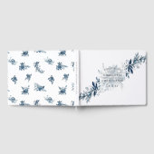 Livre D'or Blue indigo aquarelle lin fleuri mariage (Complet)