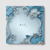 Livre D'or Blue Ornate Floral Guest Book (Verso)