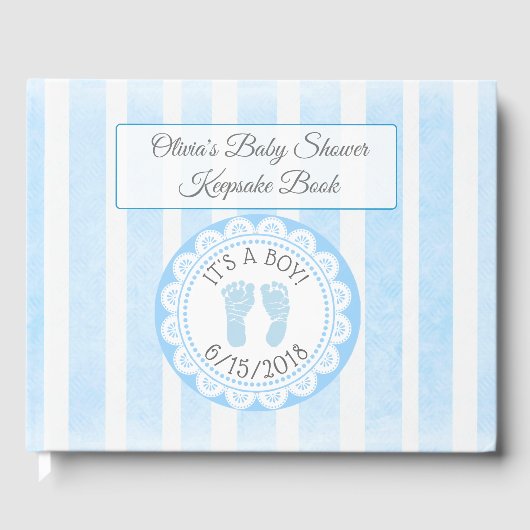 Livre D'or BlueFootprint Baby shower Guestbook Keepsaké (Recto)