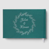 Livre D'or Blush Floral & Wreath - Teal/Silver (Verso)