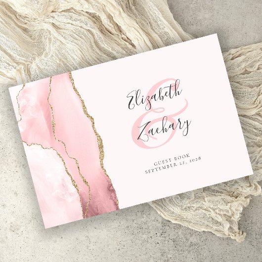 Livre D'or Blush Moderne Or Agate Script