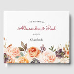 Livre D'or Blush & Peach Floral Rustic<br><div class="desc">Portez votre thème dans votre mariage avec cette touche florale rose vif et pêche à votre livre d'hôtes mariage.</div>