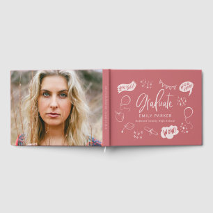 Livre D'or Blush Pink Quirky Doodle Graduation Party Photo