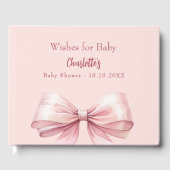 Livre D'or Blush rose bow souhaite fille Baby shower (Recto)