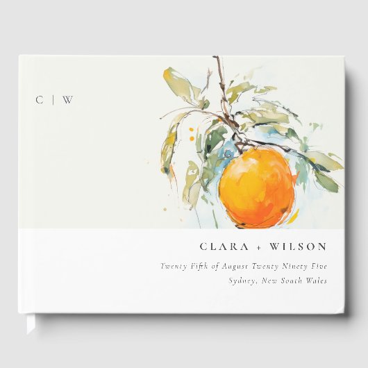 Livre D'or Boho Abstrait Sketchy Orange Garden Mariage (Recto)