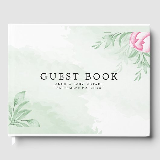 Livre D'or Boho Aquarelle Eucalyptus Baby shower (Recto)