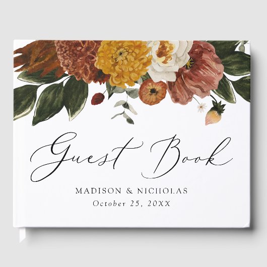 Livre D'or Boho Automne Mariage Floral (Recto)