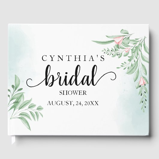 Livre D'or Boho Bleu Poussiéreux Eucalyptus Baby Shower (Recto)