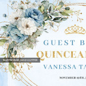 Livre D'or Boho Botanical Guest Book for Blue Gold Quince