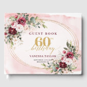 Livre D'or Boho Burgundy Blush Floral Gold 60th Birthday (Recto)