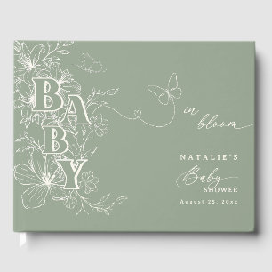 Livre D'or Boho Chic Elegant Sage Green Baby shower Floral