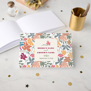 Livre D'or Boho Chic Floral Mariage Rétro Milieu de Siècle