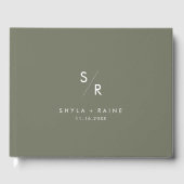 Livre D'or Boho Chic Olive Vert Monogramme Mariage (Recto)
