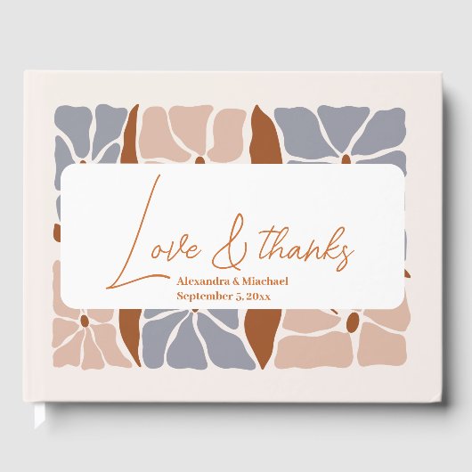 Livre D'or Boho Chic Retro Floral Mariage (Recto)