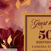 Livre D'or Boho classique Bourgogne Blush Gold Flowers 50e