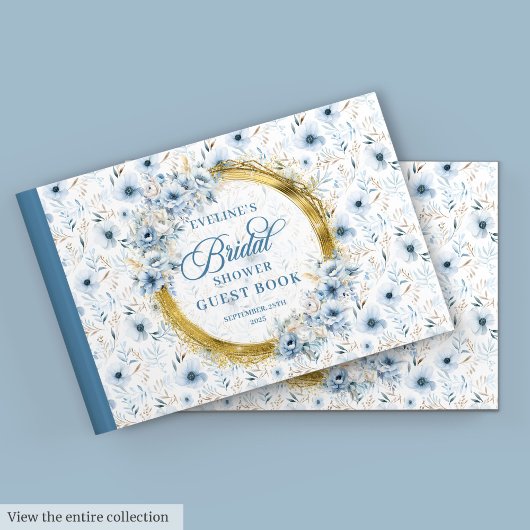 Livre D'or Boho Dusty Blue Sage Gold Fête des mariées Florale