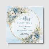 Livre d'or Boho Fleurs Bleues Feuillage Doré (Recto)