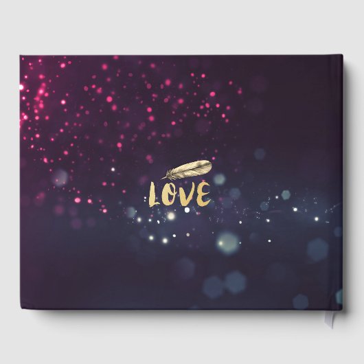 Livre d'or Boho Floral Plumes violet clair mariage (Verso)