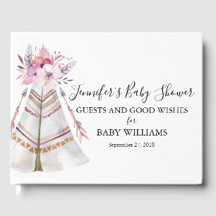 Livre D'or Boho Floral Tribal Teepee Baby shower