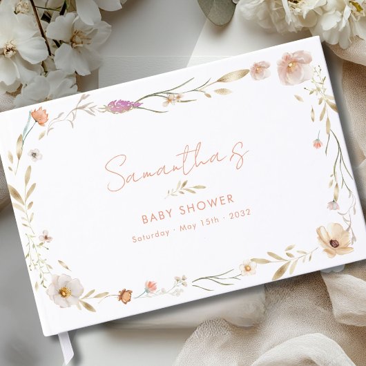 Livre D'or Boho Flower Baby Shower Welcome