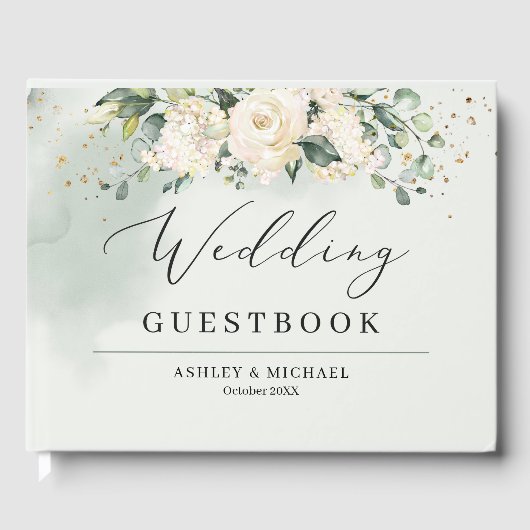 Livre D'or Boho Green Eucalyptus et Gold Guest Book (Recto)