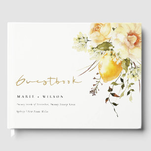Livre D'or Boho Lemon Aquarelle jaune Mariage floral
