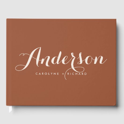 Livre D'or Boho Moderne Calligraphie Terracotta Mariage (Recto)