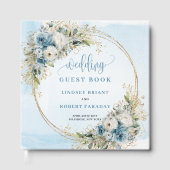 Livre D'or Boho Pastel Blue Flowers Gold Guest Book (Recto)