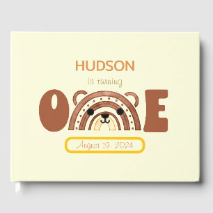 Livre D'or Boho Rainbow Bear Premier anniversaire