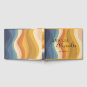 Livre D'or Boho Retro Script Abstrait Wavy Lines Jaune Bleu (Complet)