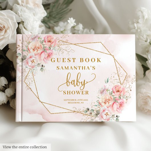 Livre D'or Boho rose vif sauge floral or parties scintillant
