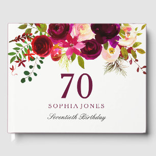 Livre D'or Boho rouge bordeaux 70e fête d'anniversaire