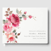 Livre D'or Boho Rouge Rose Fleurs Mariage d'aquarelle (Recto)