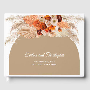 Livre D'or Boho Rust Terracotta Fleurs et Pampas Grass