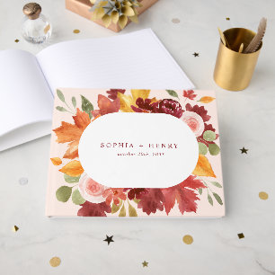 Livre D'or Boho Rustique Floral Bourgogne Mariage de automne