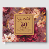 Livre D'or Boho Rustique Merlot Blush Gold Flowers 50e Annive (Recto)