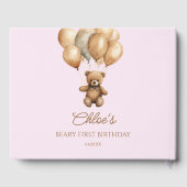 Livre D'or Boho Teddy Bear Beary Première fête d'anniversaire (Verso)